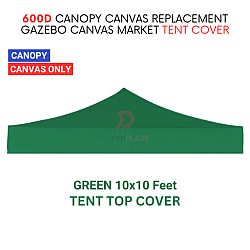 Green 10x10 Feet 600D Colorful Canopy Canvas Replacement Gazebo Canvas Market Tent Cover Only