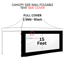Black 15 Feet Transparent Cover Canopy Side Wall Foldable Tent Side Wall Cover Rain