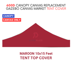Maroon 10x15 Feet 600D Colorful Canopy Canvas Replacement Gazebo Canvas Market Tent Cover Only