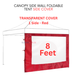 Red 8 Feet Transparent Cover Canopy Side Wall Foldable Tent Side Wall Cover Rain