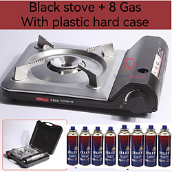 Black Stove plus 8 Gas KT3500 Portable Gas Stove Ultra Slim Thin Mini Camping Gas Stove