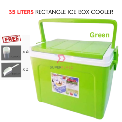 Green Color 35 Liters Dragonware Rectangle Storage Denki Ice Box Cooler Peti Ice Picnic 798-Expo