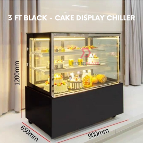 3 Feet Black Cake Display Chiller Cake Showcase Peti Sejuk Cake