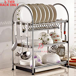 3 Tiers Rack Only SUS304 Multifunction Dish Rack Pinggan Stainless Steel
