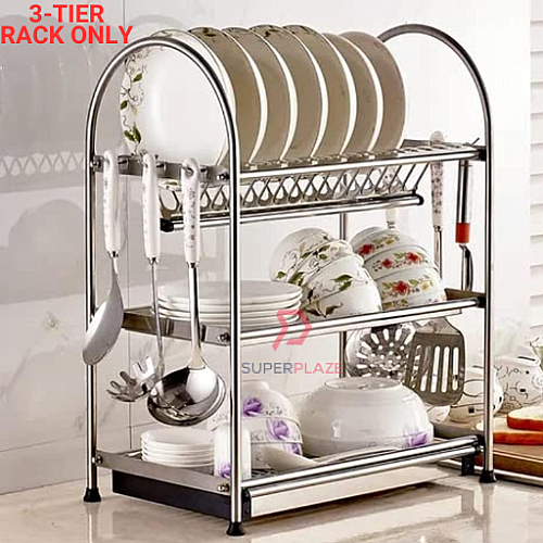 3 Tiers Rack Only SUS304 Multifunction Dish Rack Pinggan Stainless Steel