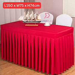 L150xW75xH74cm Red Color Table Skirting Cloth Table Cover Alas Meja