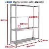 L150xW40xH155cm 4 Tiers Heavy Duty Stainless Steel Kitchen Rack Storage Rack