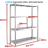 L180xW40xH155cm 4 Tiers Heavy Duty Stainless Steel Kitchen Rack Storage Rack
