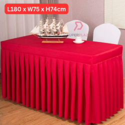 L180xW75xH74cm Red Color Table Skirting Cloth Table Cover Alas Meja