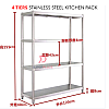 L120xW40xH155cm 4 Tiers Heavy Duty Stainless Steel Kitchen Rack Storage Rack