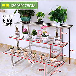 120cm 3 Tiers Plant Rack Ladder Balcony Stainless Steel Flower Pot Stand Indoor Outdoor Multi-Layer Plant Stand