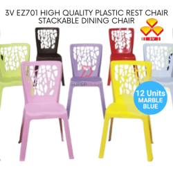 Marble Blue Color 12 Pcs 3V EZ High Quality Stackable Dining Plastic Chair Rest Chair Heavy Duty