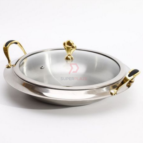 24cm Gold Royal Buffet Serving Set Stainless Steel Basket Furnace Buffet Catering