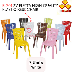 White Color 7 Pcs 3V Eletta High Quality Plastic Rest Chair Stackable Dining Chair