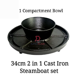 1 Compartment Bowl 2in1 Cast Iron Korean BBQ Pan Grill Teppanyaki Teriyaki Shabu Steamboat Hot Soup Pot