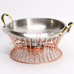24cm Rose Gold Royal Buffet Serving Set Stainless Steel Basket Furnace Buffet Catering