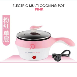 Pink 18cm Mini Multifunction Stainless Steel Electric Cooker Frying Pan Pot Periuk Serbaguna
