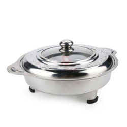 4 Sets 31cm Round Embossed Lids Stainless Steel Buffet Set Catering Serving Tray Food Pan