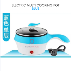 Blue 18cm Mini Multifunction Stainless Steel Electric Cooker Frying Pan Pot Periuk Serbaguna