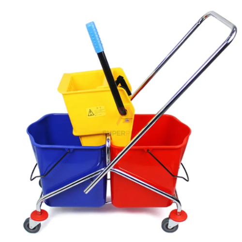 50L Double Tank Mop Wringer Cart Janitor Cleaner Housekeeping Cleaning Cart