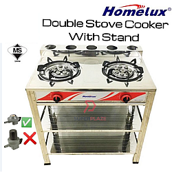 HST-27SS Homelux Stainless Steel Double Stove Cooker With Stand Dapur Masak Berkaki Hawker Stove
