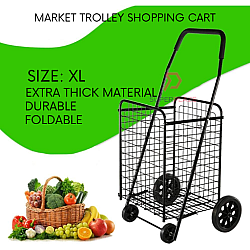 XL 4 Wheels Market Trolley Multi Cart Shopping Cart Pasar Troli Bakul Lipat