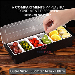 6 Compartments Pints PP Plastic Condiment Holder Seasoning Dispenser