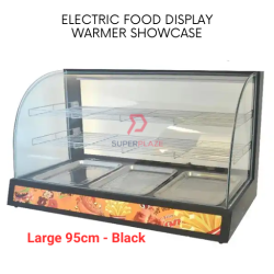 Black 95cm Large Commercial Electric Food Display Warmer Show Case Heating Machine