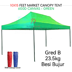 10x15 Feet Green Color 23.5Kg Gred B Roof 80cm Full Set Foldable Canopy Tent Gazebo Folding Portable Tent