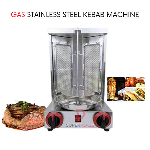 Gas Stainless Steel Kebab Machine 2 Burners Commercial Shawarma Kebab Machine