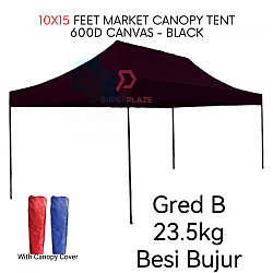 10x15 Feet Black Color 23.5Kg Gred B Roof 80cm Full Set Foldable Canopy Tent Gazebo Folding Portable Tent