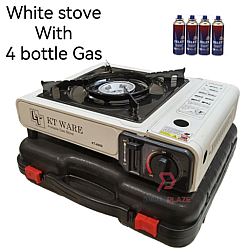 White Stove With 4 Gas Portable Gas Stove Steamboat Stove Picnic Stove Camping Stove Butane Gas Stove Dapur Kelah