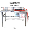 Right Bowl L110xW60xH80cm Stainless Steel Single Bowl Sink With Drainboard