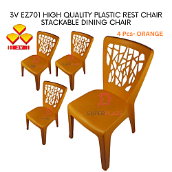 Orange Color 4 Pcs 3V EZ High Quality Stackable Dining Plastic Chair Rest Chair Heavy Duty