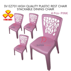 Pink Color 4 Pcs 3V EZ High Quality Stackable Dining Plastic Chair Rest Chair Heavy Duty