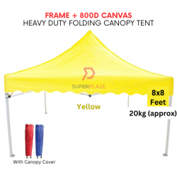 Yellow 8x8 Feet Full Set 800D Canvas Heavy Duty Folding Canopy Tent Kanopi Bazar Payung Pasar Malam Khemah