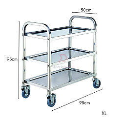 Extra Large XL Size Stainless Steel Food Court Collector Cart Food Serving Utility Trolley Multifunctional Cart