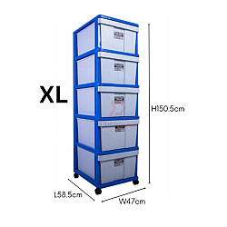 XL L5 393 5 Tiers Twin Dolphin Plastic Storage Drawer Cabinet Chest Drawers Clothes