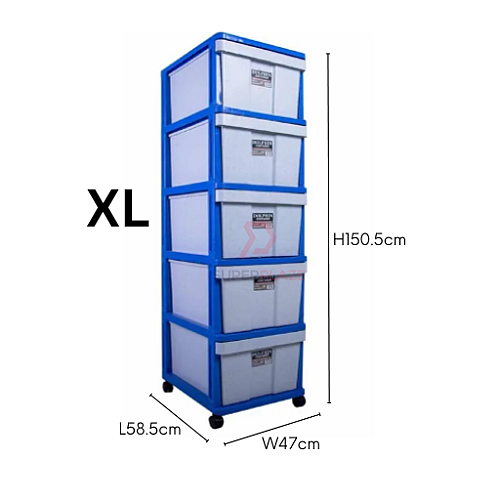 XL L5 393 5 Tiers Twin Dolphin Plastic Storage Drawer Cabinet Chest Drawers Clothes