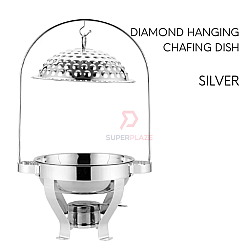 4.5L Silver Diamond Stainless Steel Hanging Dome Chafing Dish Chafer Buffet Tray Crown Serving Set