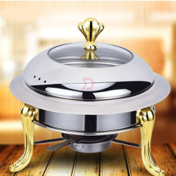 28cm Gold Color Stainless Steel Crown Buffet Set Round Chafing Dish Chafer Serving Tray Catering Dome