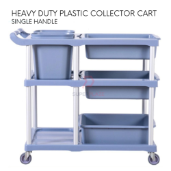 Single Handle 3 Plus 2 Plastic Collector Cart Food Court Cleaning Trolley Multipurpose Utility Cart