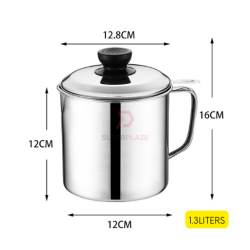 1.3 Liters SUS410 Stainless Steel Oil Filter Pot Separator Strainer Pot Oil Dripping Leakproof Storage Pot