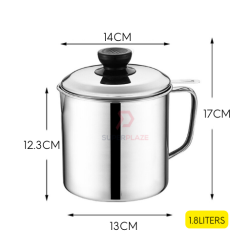 1.8 Liters SUS410 Stainless Steel Oil Filter Pot Separator Strainer Pot Oil Dripping Leakproof Storage Pot