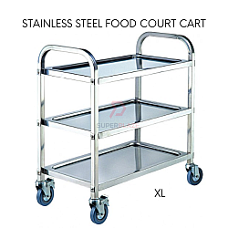 Extra Large XL Size Stainless Steel Food Court Collector Cart Food Serving Utility Trolley Multifunctional Cart