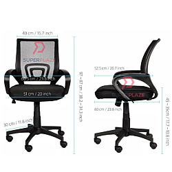 Black 360 Degree Swivel Office Chair Mesh Backrest Kerusi Pejabat Meeting Chair