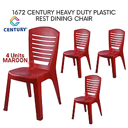 4 Pcs Maroon Color 1672 Century Heavy Duty Plastic Rest Chair Dining Chair Stackable Stool Bench