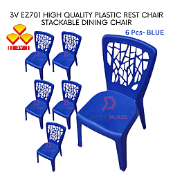 Blue Color 6 Pcs 3V EZ High Quality Stackable Dining Plastic Chair Rest Chair Heavy Duty
