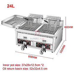 24 Liters Dual Tank Stove Commercial Gas Deep Fryer Desktop Automatic Temperature Fryer