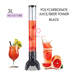 Black 3L No Ice Tube Polycarbonate Juice Tower Beer Cocktail Cold Drink ABS Beverage Dispenser